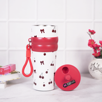 Cherry Print Stainless Steel Insulated Tumbler with Straw & Carry Loop