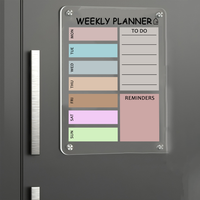 Acrylic Weekly Planner with To-Do & Reminder Sections | Pastel Block Organizer for Fridge | Pen and Rag