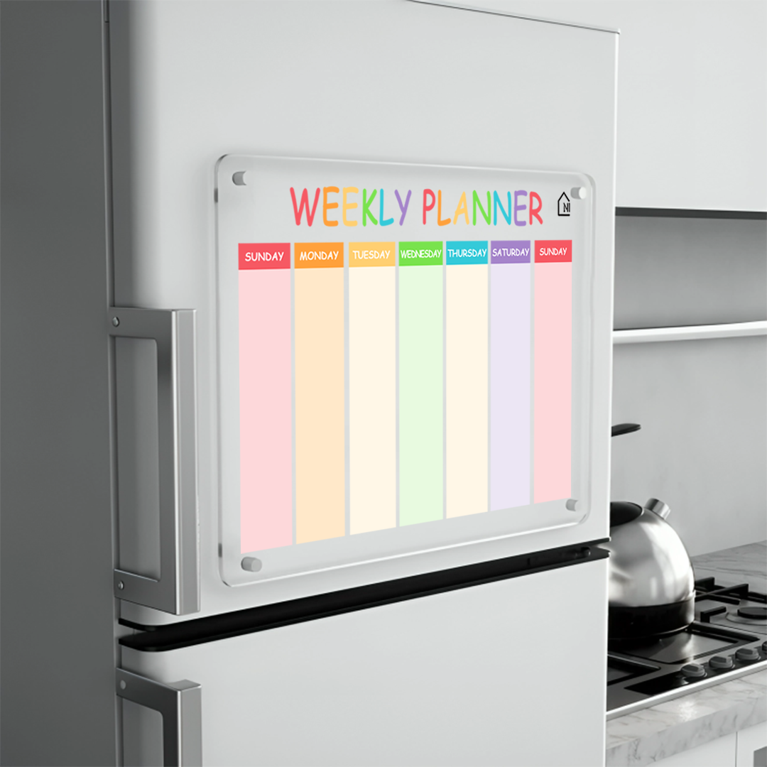 Rainbow styled Weekly Magnetic Fridge Planner | Pens and Reg