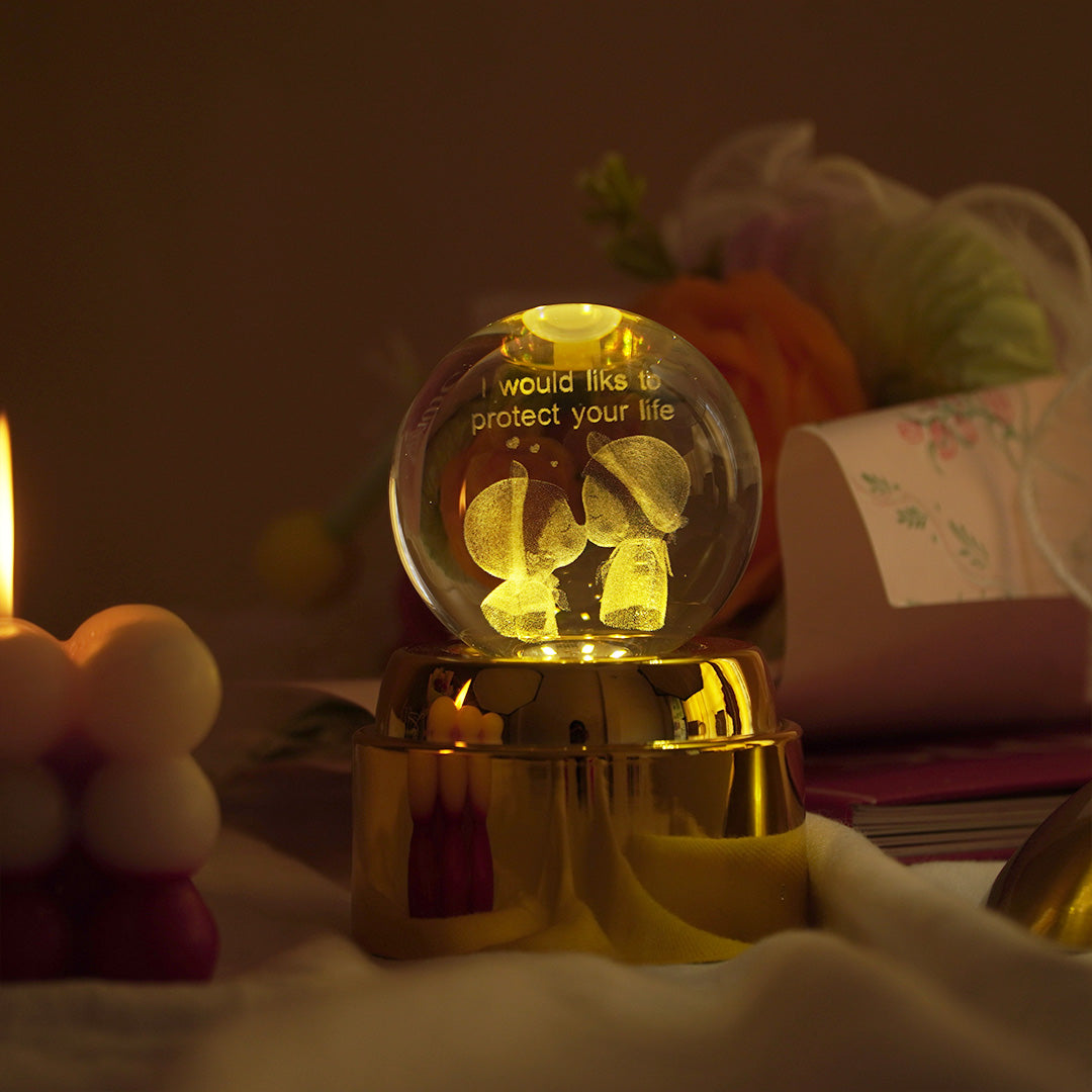 Crystal Ball LED Night Lamp with Warm Glow ( random design )