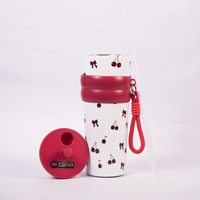 Cherry Print Stainless Steel Insulated Tumbler with Straw & Carry Loop