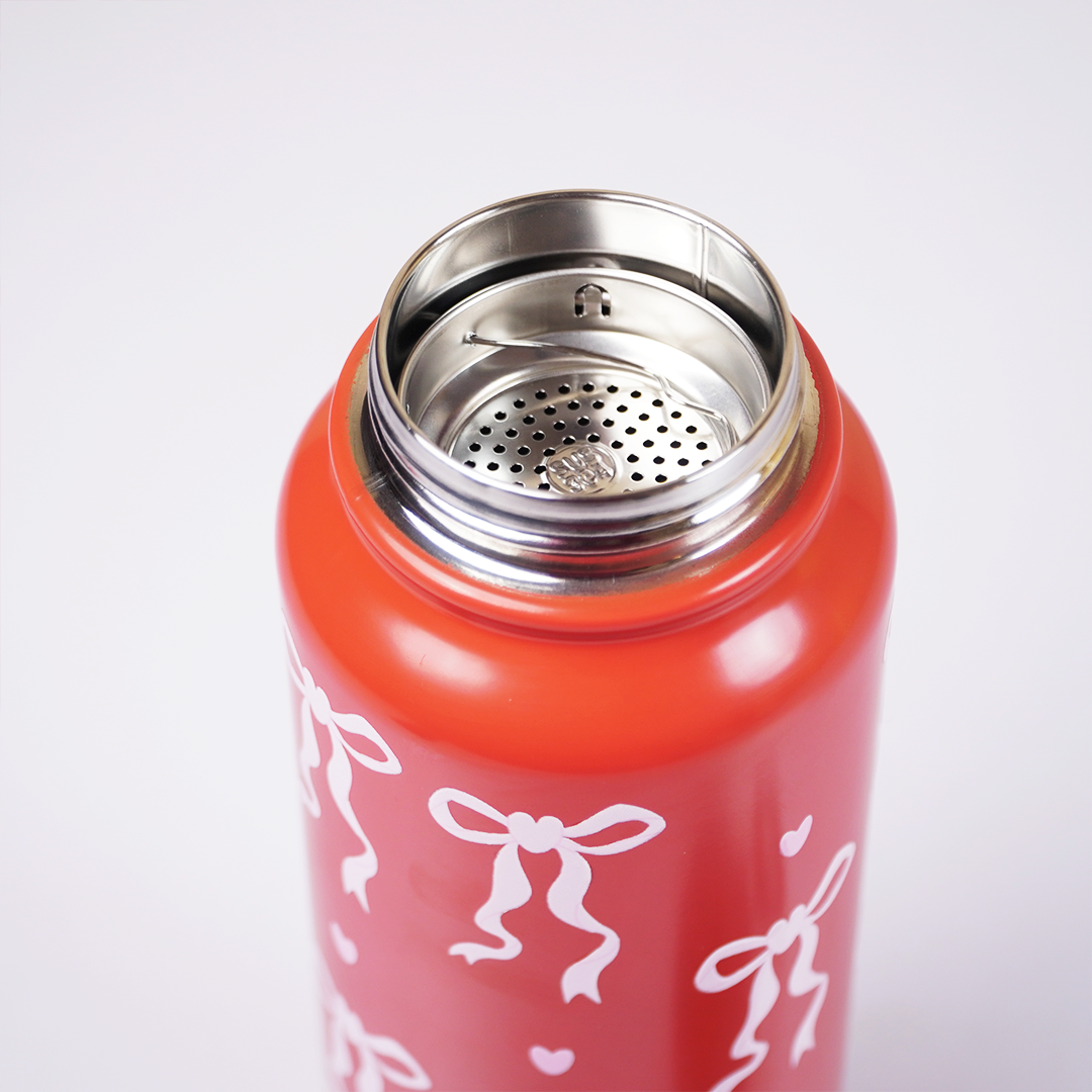 Bow Print Stainless Steel Water Bottle – Cute, Stylish & Everyday Essential