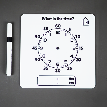 Reusable Kids Time Learning Board with Pen Box & Cleaning Cloth