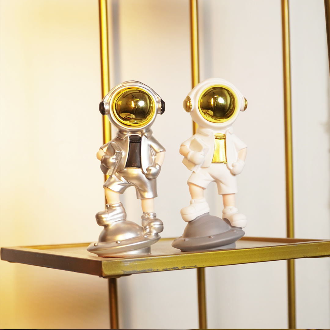 SpaceVibe™ Astronaut Figurine Modern Resin Showpiece with Golden Helmet