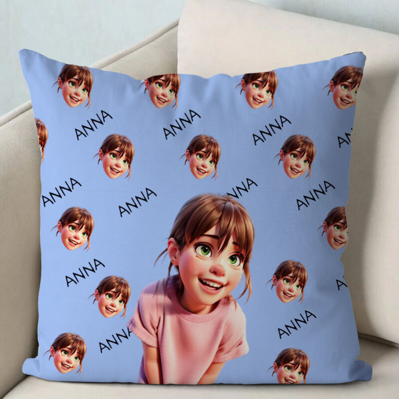 Personalized Cartoon Pillow Customized Photo and Name Funny Birthday Gift for Friends