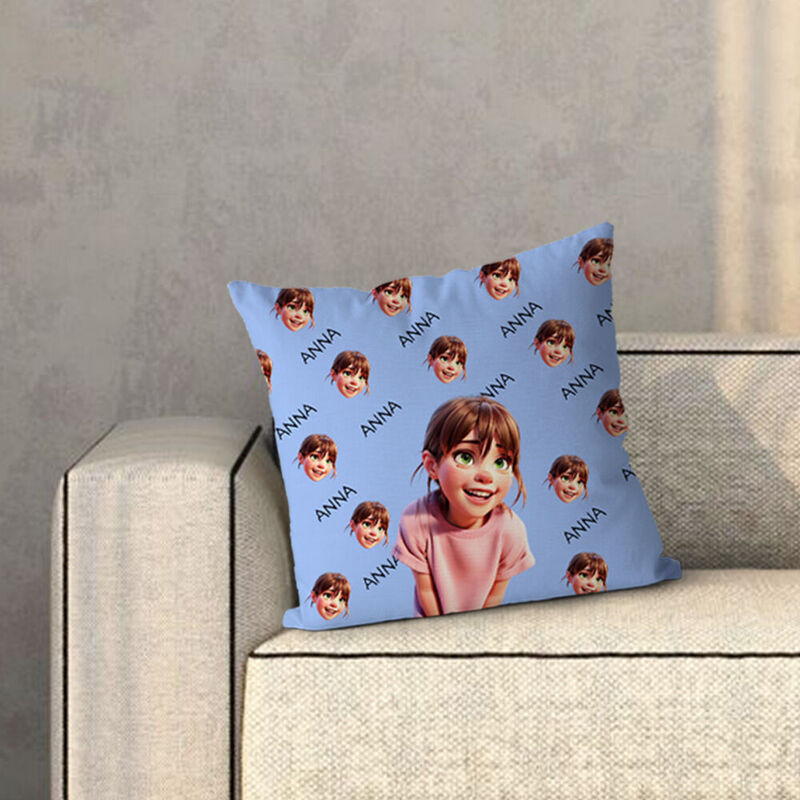 Personalized Cartoon Pillow Customized Photo and Name Funny Birthday Gift for Friends