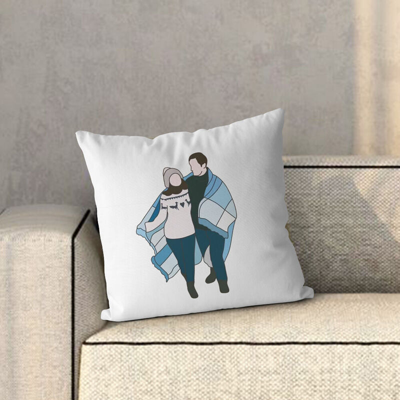 Personalized Photo Pillow Colorful Outline Design Soft Pillow Valentine's Day Gift for Her