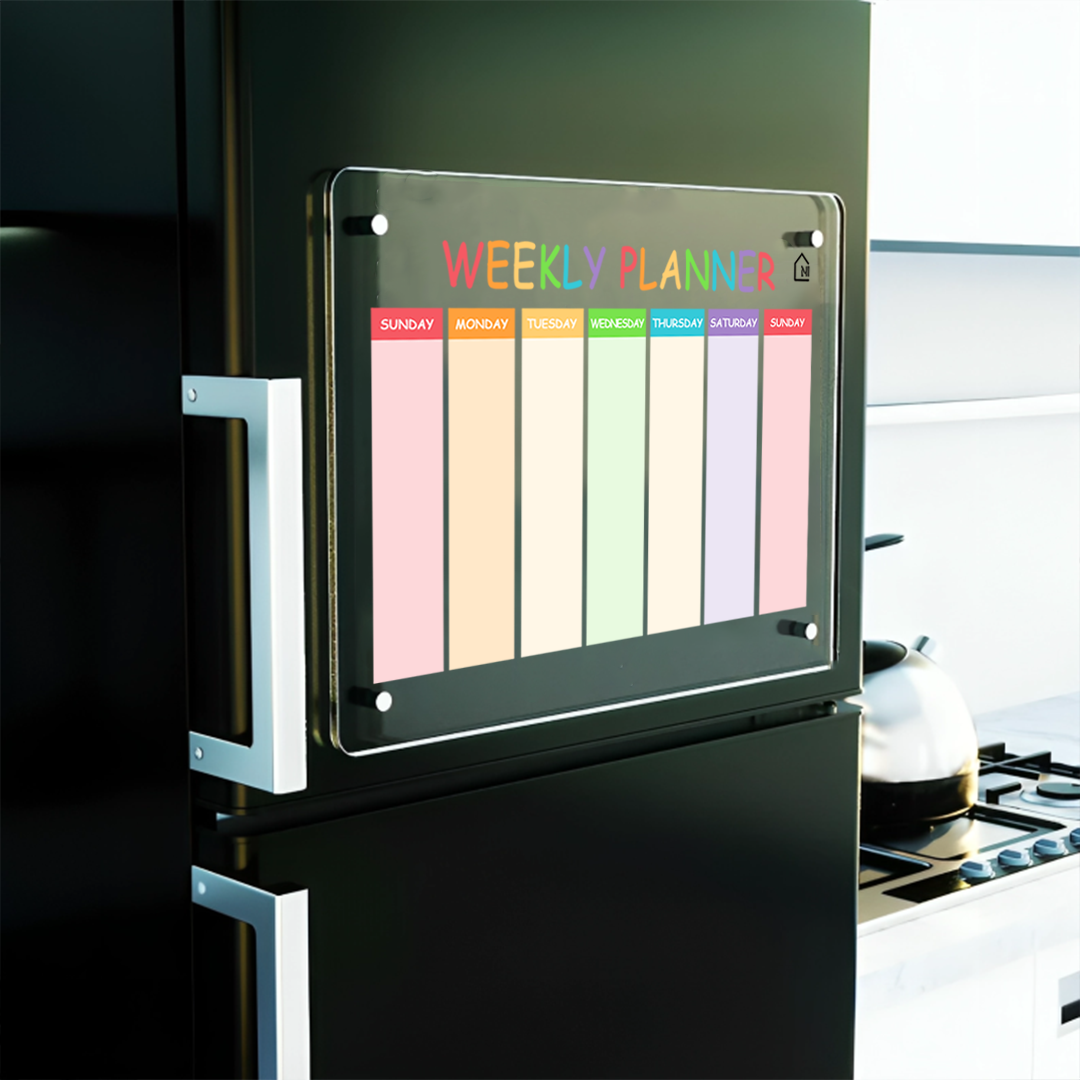 Rainbow styled Weekly Magnetic Fridge Planner | Pens and Reg