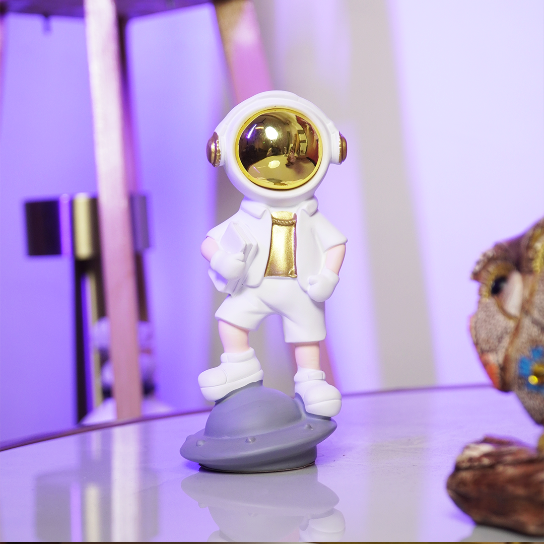 SpaceVibe™ Astronaut Figurine Modern Resin Showpiece with Golden Helmet