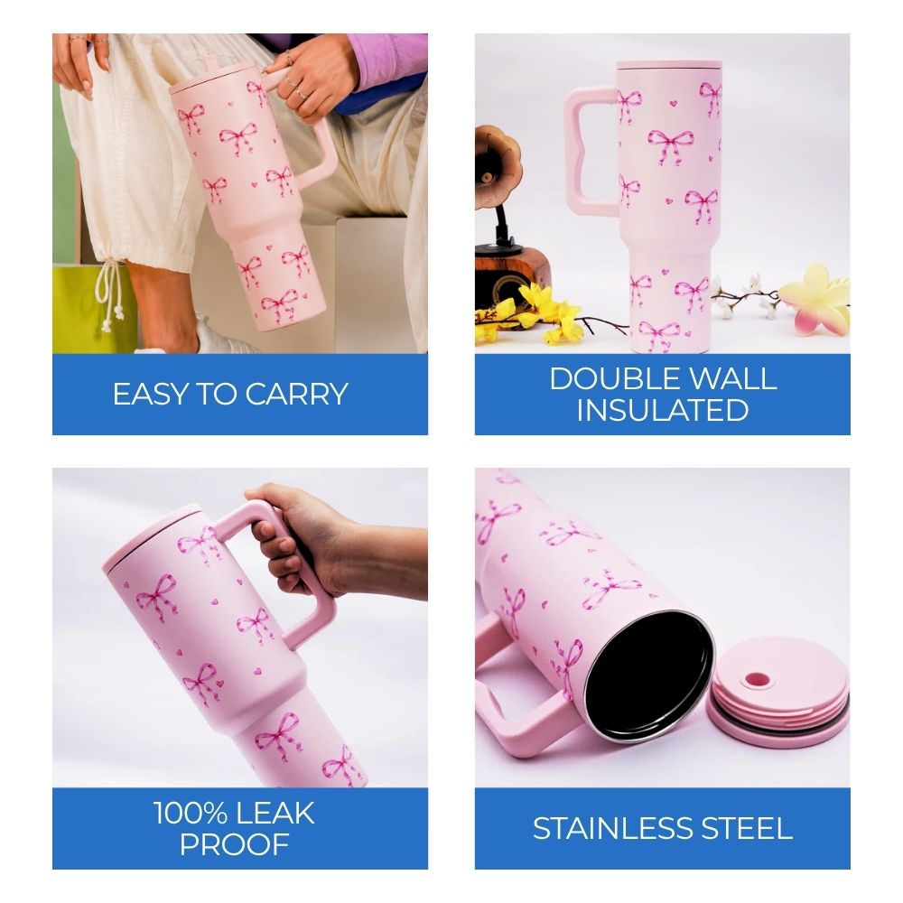 Pink Petals & Bows Tumbler