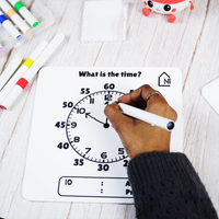 Reusable Kids Time Learning Board with Pen Box & Cleaning Cloth