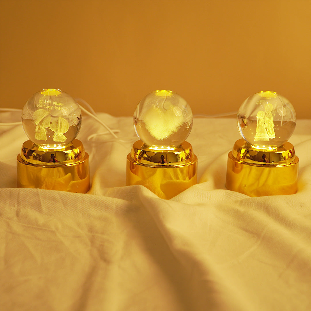 Crystal Ball LED Night Lamp with Warm Glow ( random design )