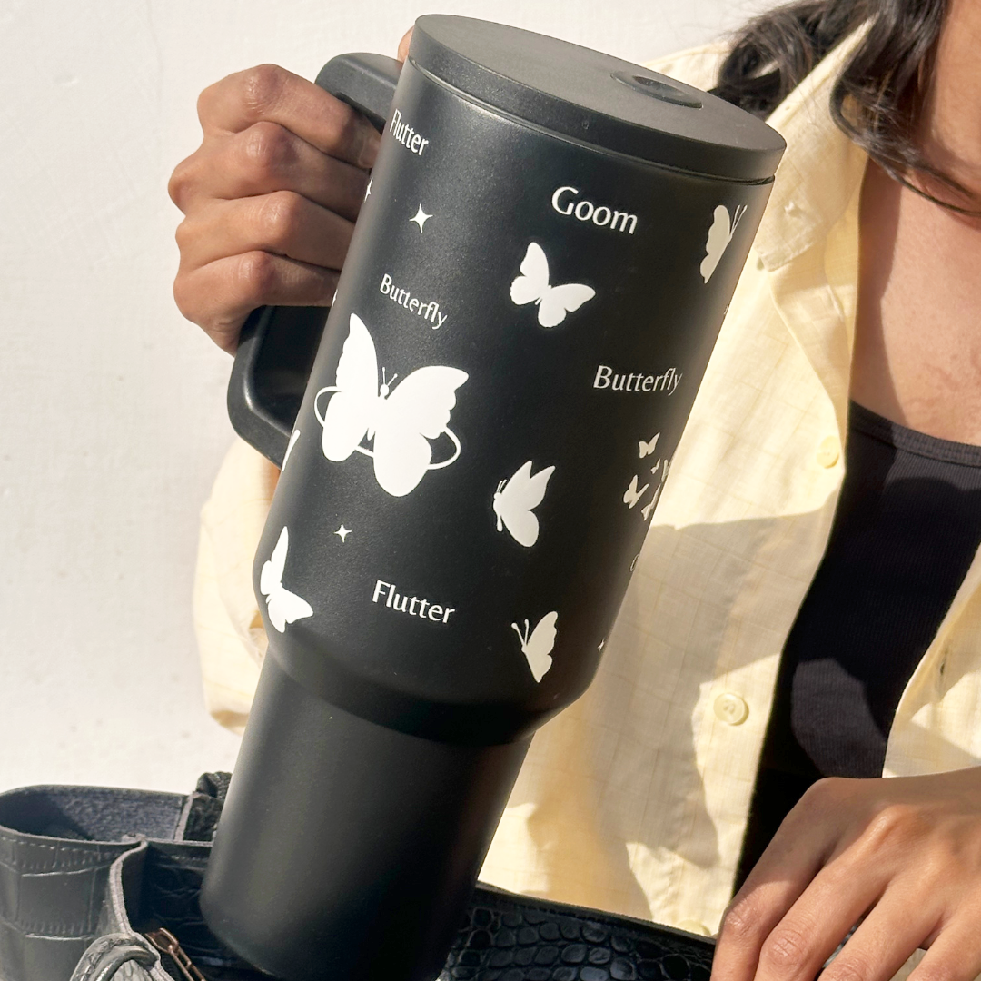 Butterfly Noir Papillon Tumbler — Leakproof & Insulated (Black)