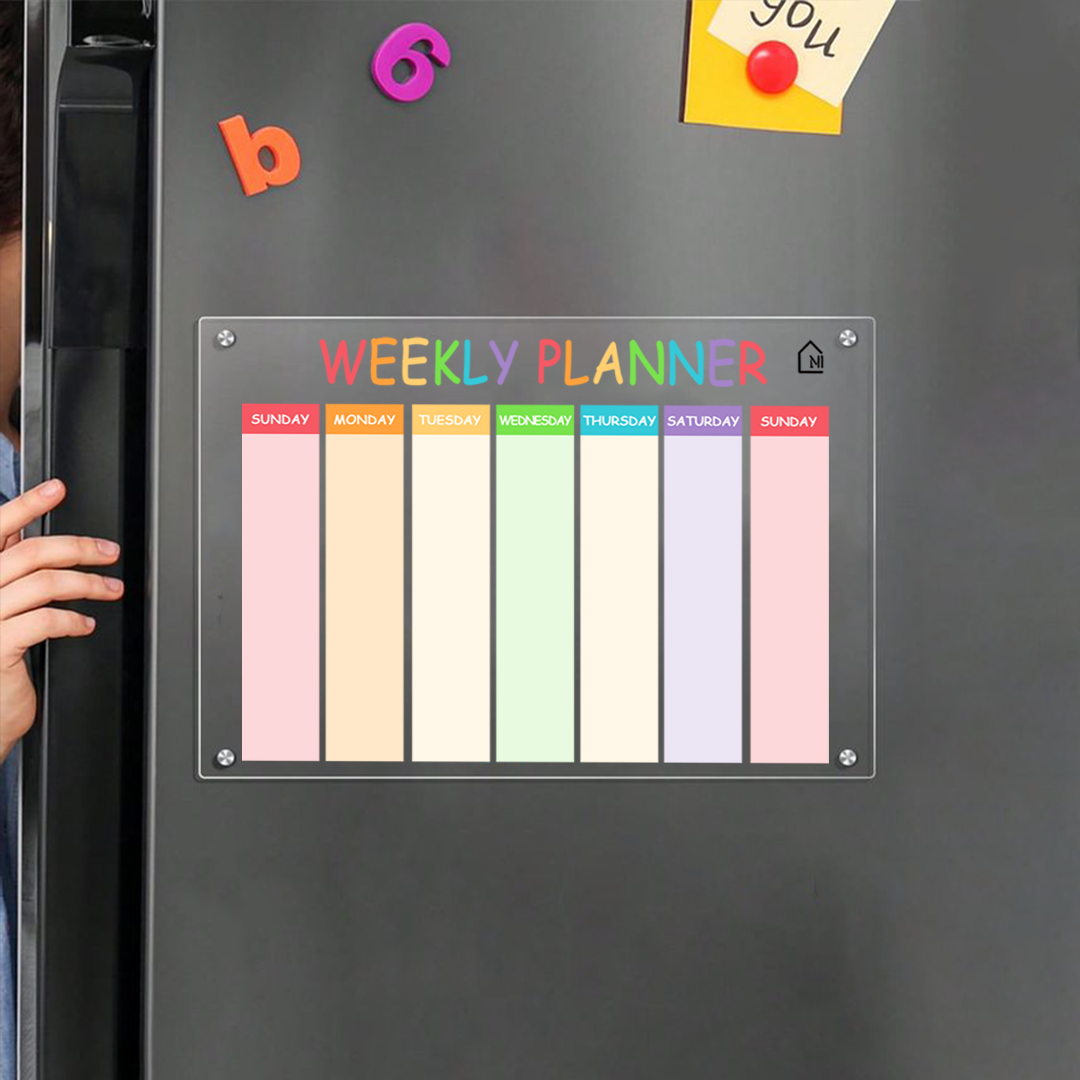Rainbow styled Weekly Magnetic Fridge Planner | Pens and Reg