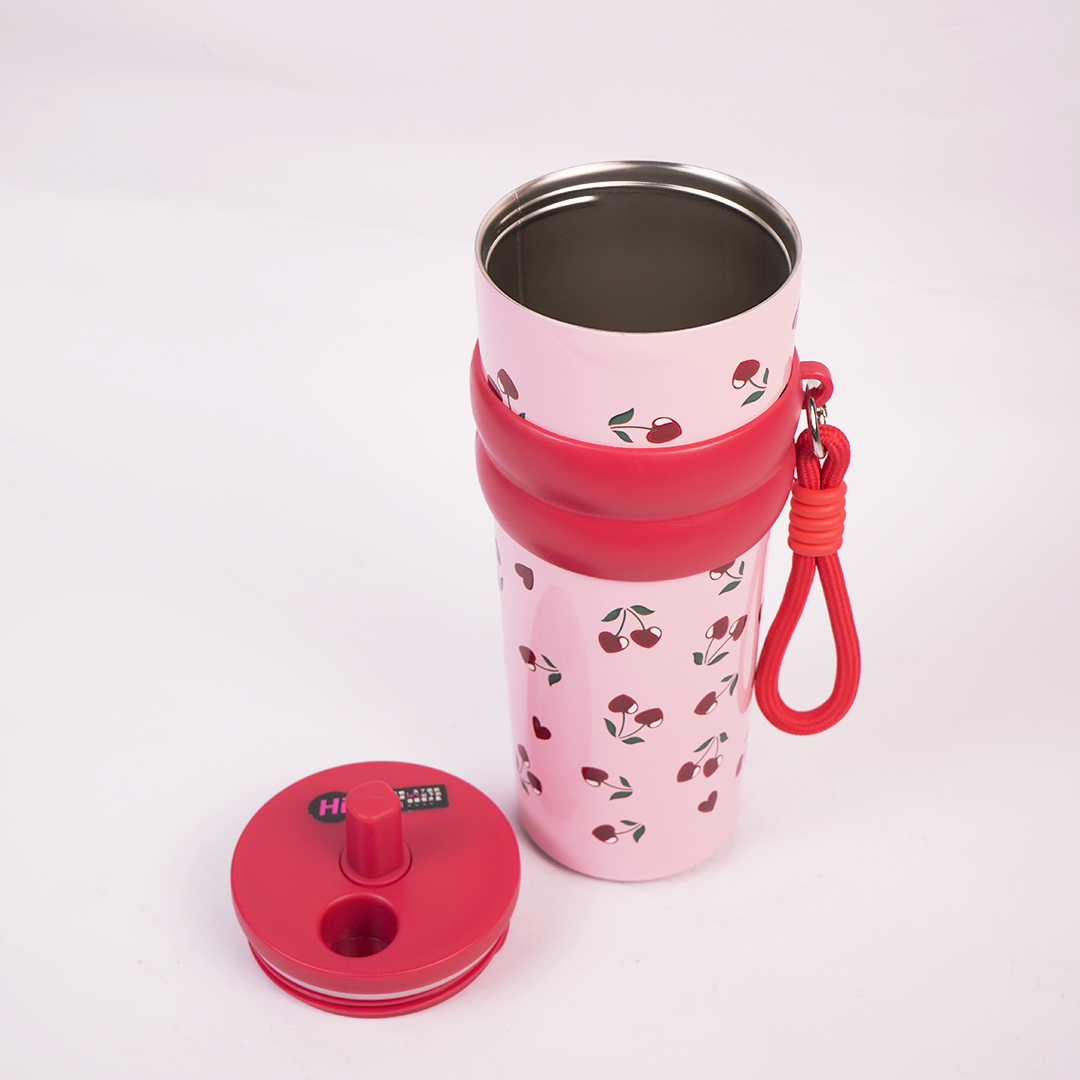 Cherry Blossom Stainless Steel Insulated Tumbler with Straw & Carry Loop