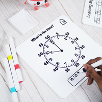 Reusable Kids Time Learning Board with Pen Box & Cleaning Cloth