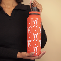 Bow Print Stainless Steel Water Bottle – Cute, Stylish & Everyday Essential