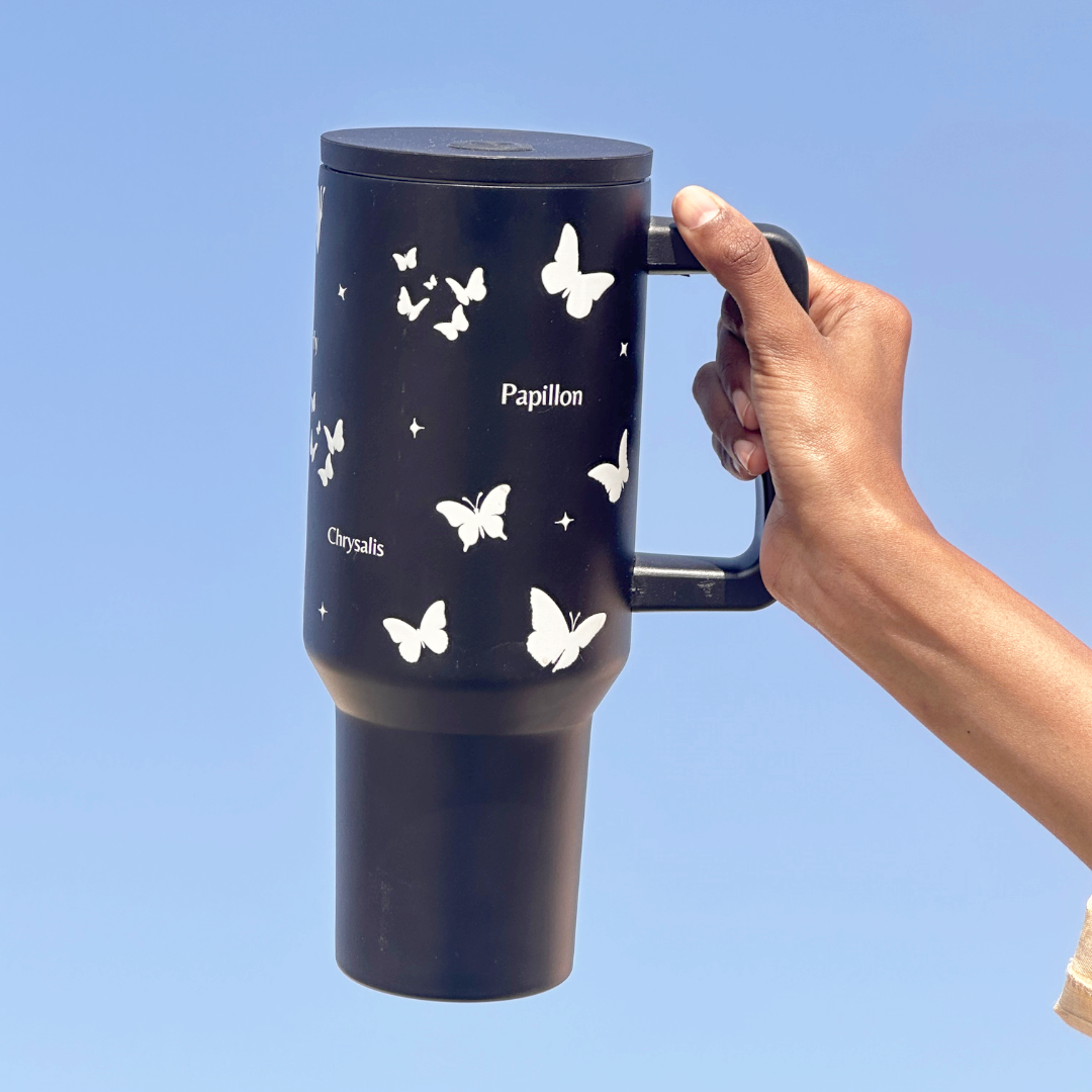 Butterfly Noir Papillon Tumbler — Leakproof & Insulated (Black)