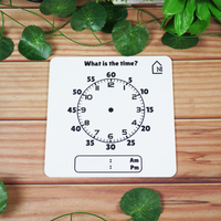 Reusable Kids Time Learning Board with Pen Box & Cleaning Cloth