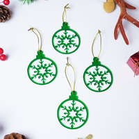 Green Snowflake Christmas Hanging Ornaments – Set of 6