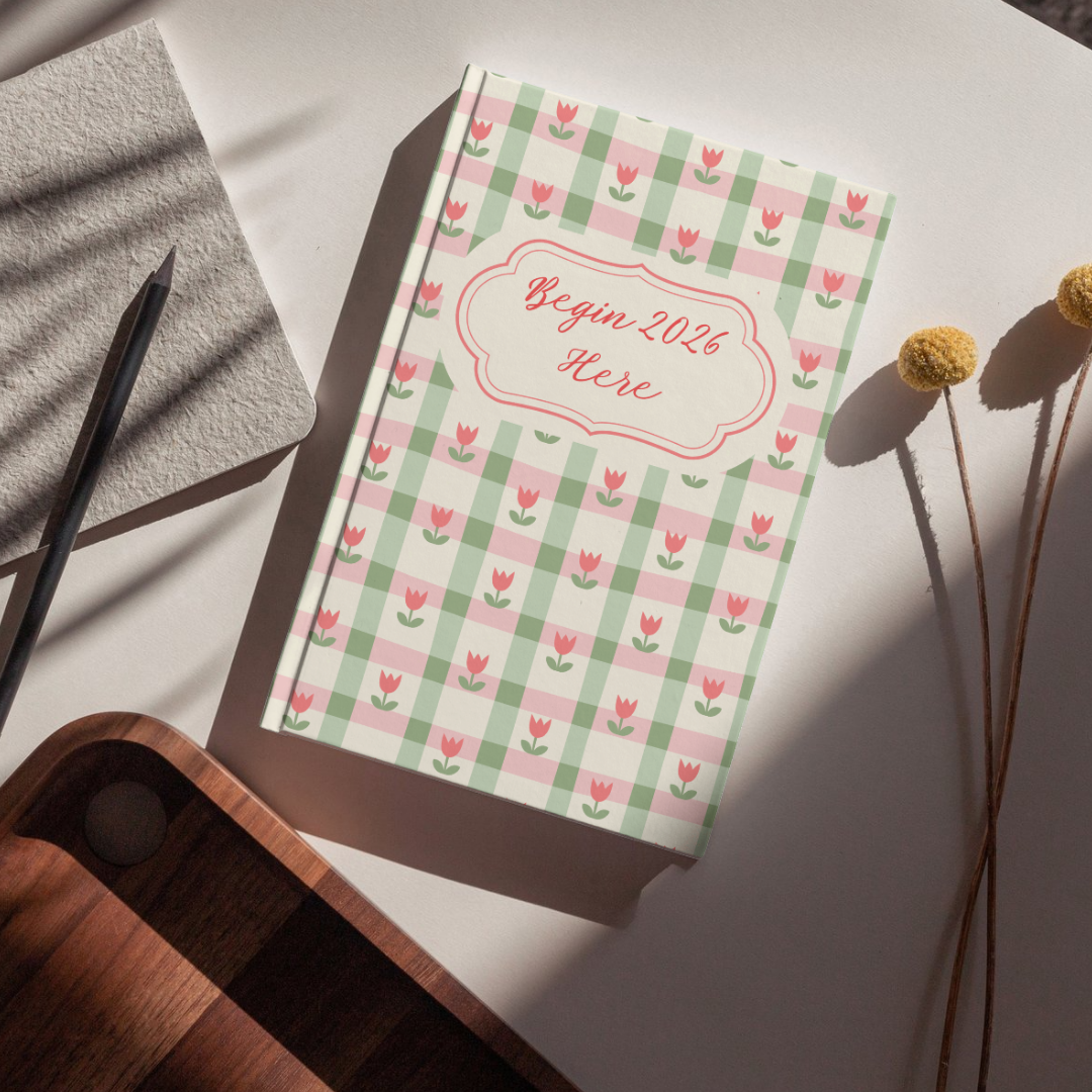Begin 2026 Here Journal | Cute Floral Aesthetic Daily Diary
