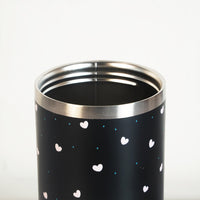 Aesthetic Heart Print Stainless Steel Tumbler with Floral Charm