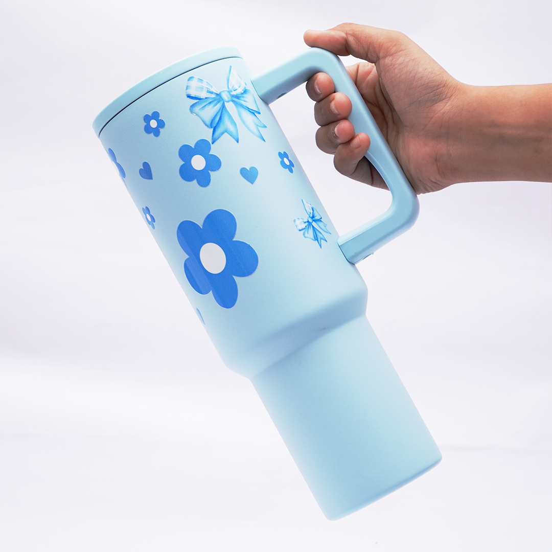 Bow with Flower 40oz Insulated Tumbler – Sky  Blue