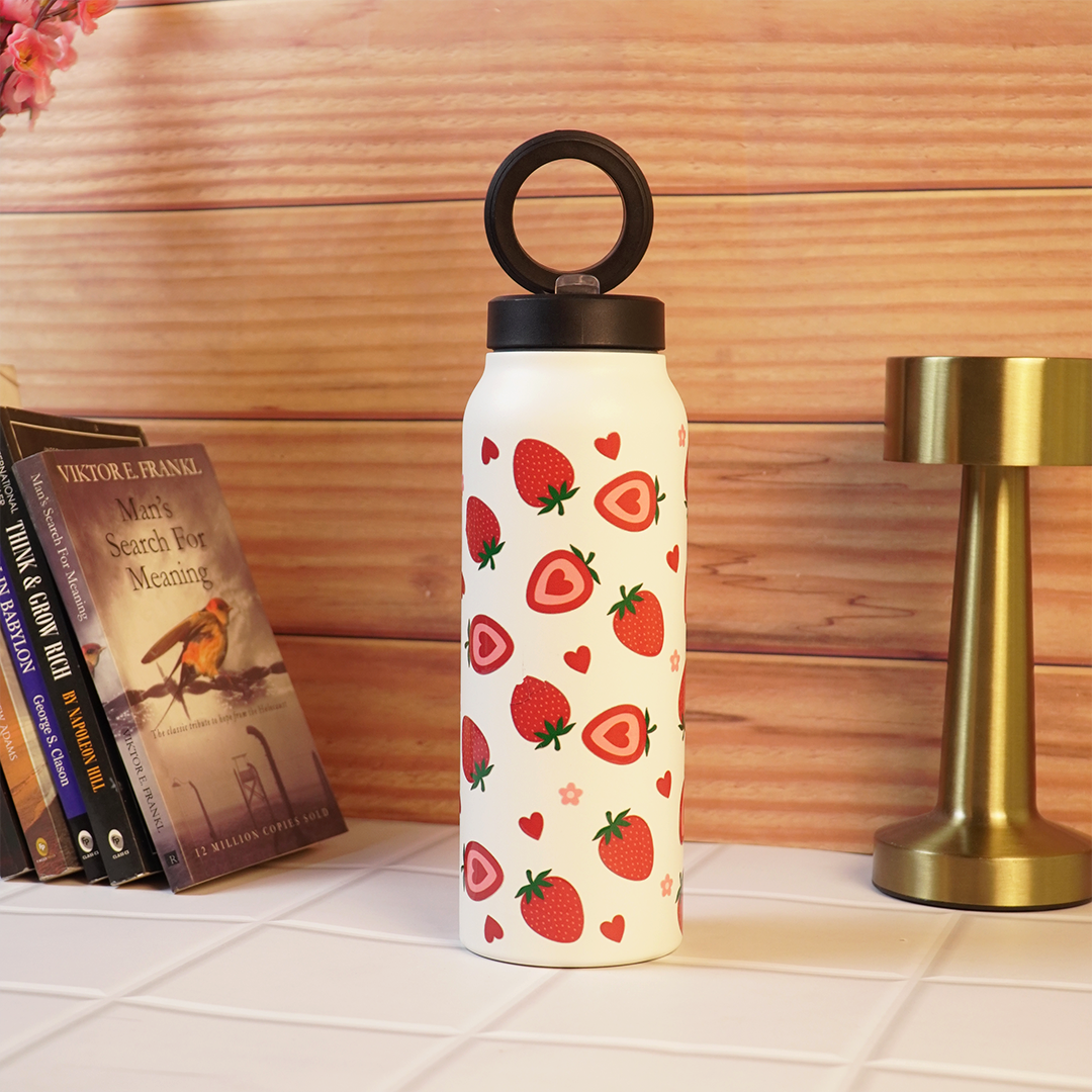 Strawberry Design Stainless Steel Water Bottle