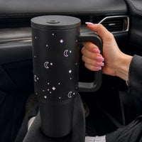 Moon & Stars Stainless Steel Tumbler with Handle | 40oz Insulated Travel Mug