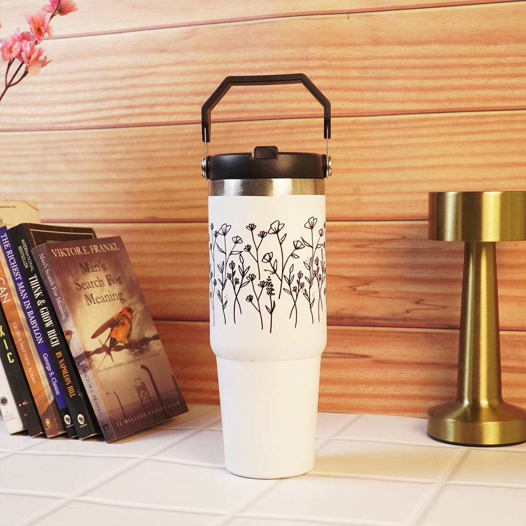 FleurFlow™ Flipstraw Tumbler with Straw & Lid
