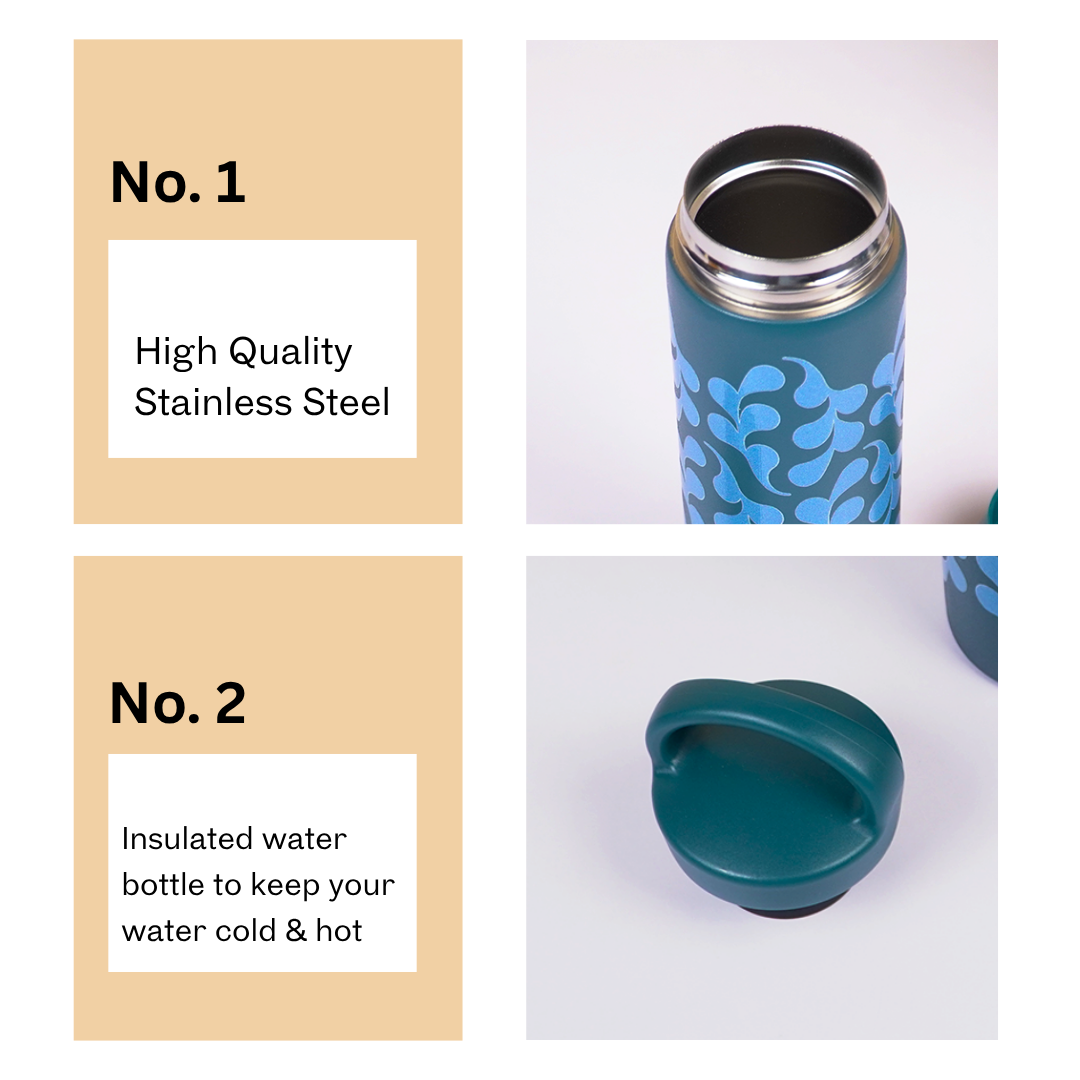 Teal Abstract Pattern Stainless Steel Insulated Tumbler