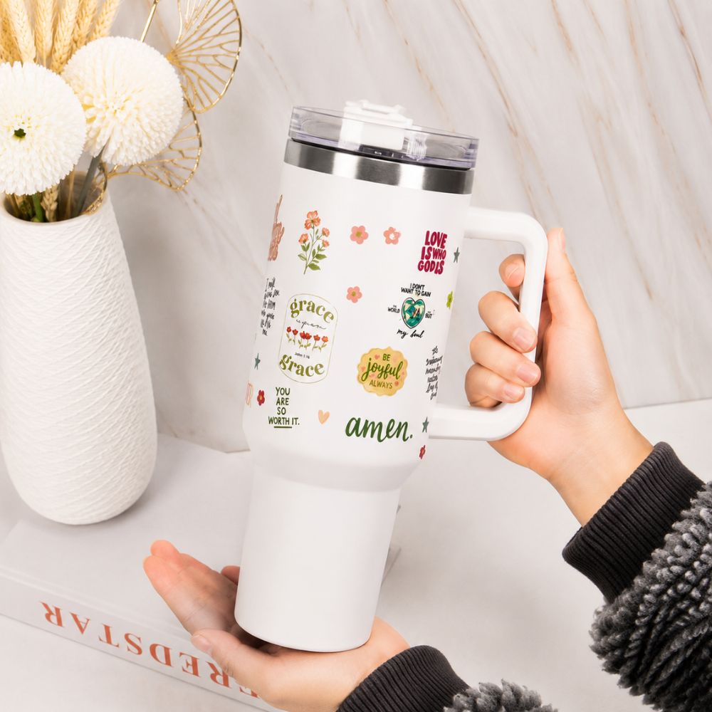 White Stainless Steel Travel Mug