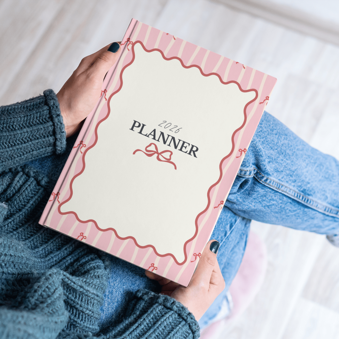 2026 Pink Planner | Cute Daily Organizer with Bow Design