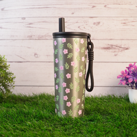 Floral Stainless Steel Tumbler with Straw
