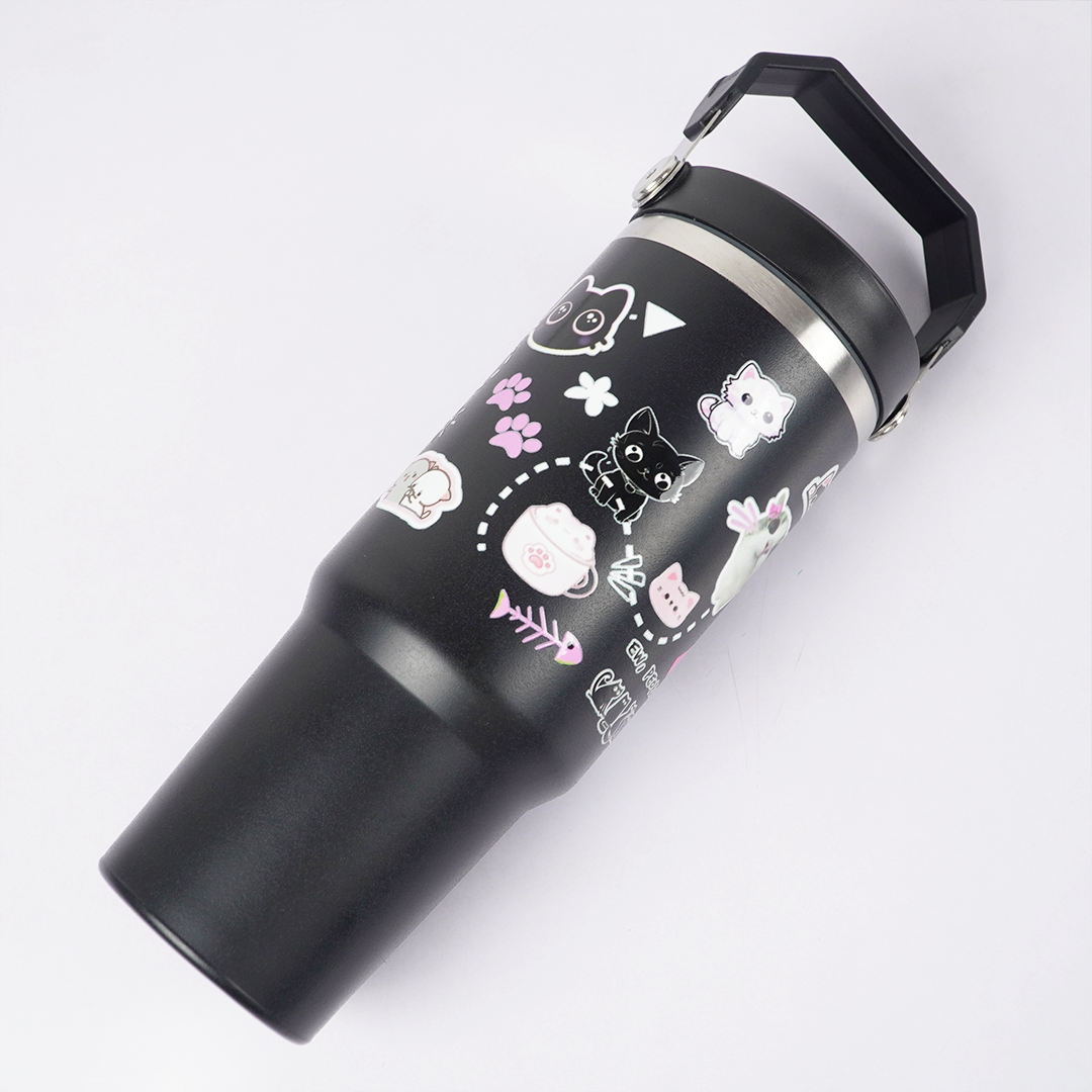 Cute Cat Insulated Tumbler with Handle