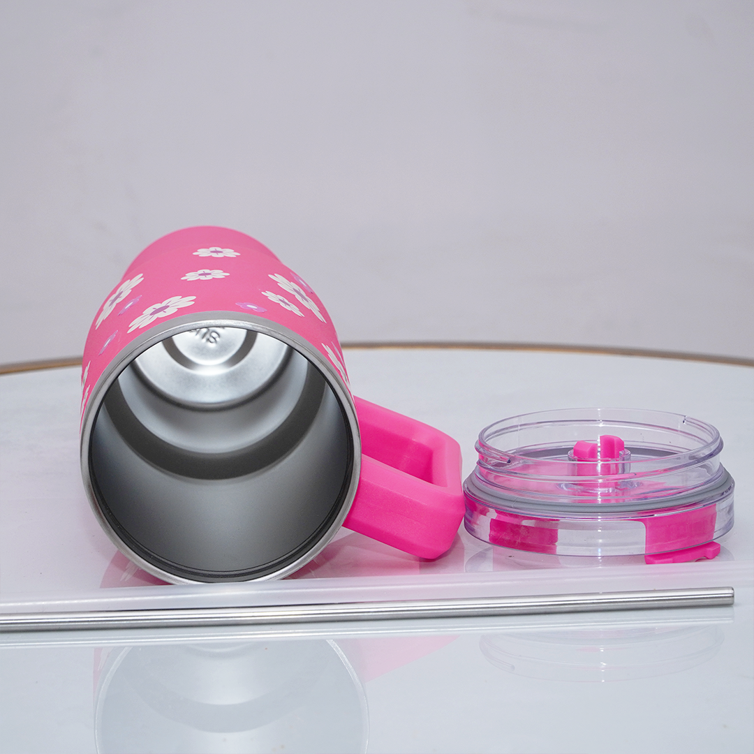 Kawaii Bow Print Design Pink Stainless Steel Tumbler