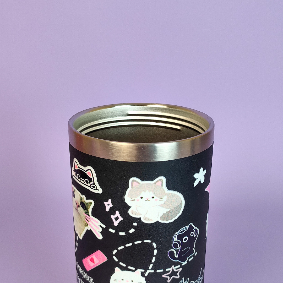 Meow Magic Tumbler – Cute Cat Print Stainless Steel Double-Wall Insulated Mug