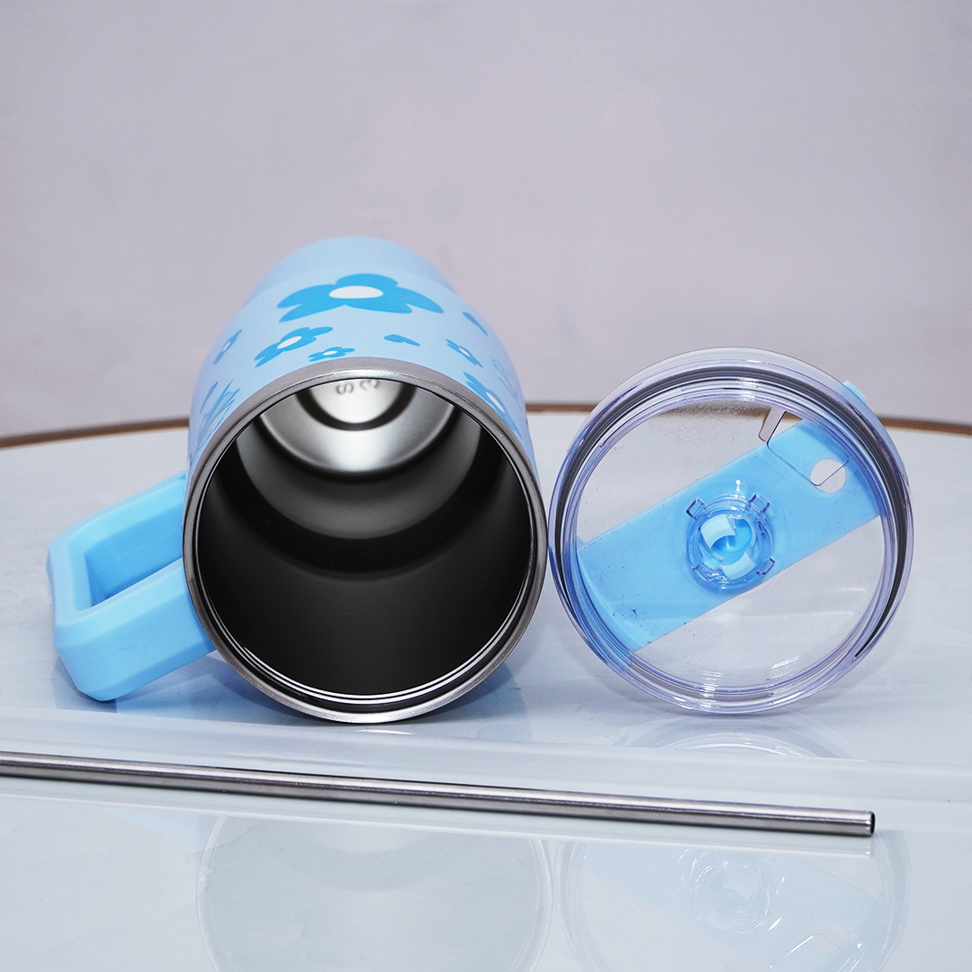 Cute Floral Blue Bow Stainless Steel Tumbler