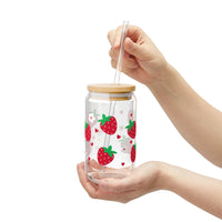 Strawberry Glass jar Tumbler