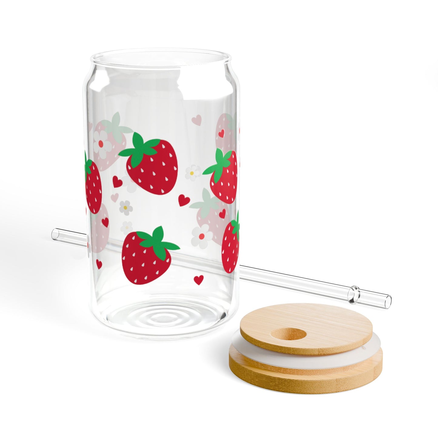 Strawberry Glass jar Tumbler