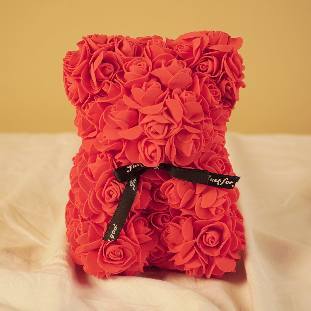 Rose Teddy Bear – Romantic Artificial Flower Bear Gift for Love & Special Moments