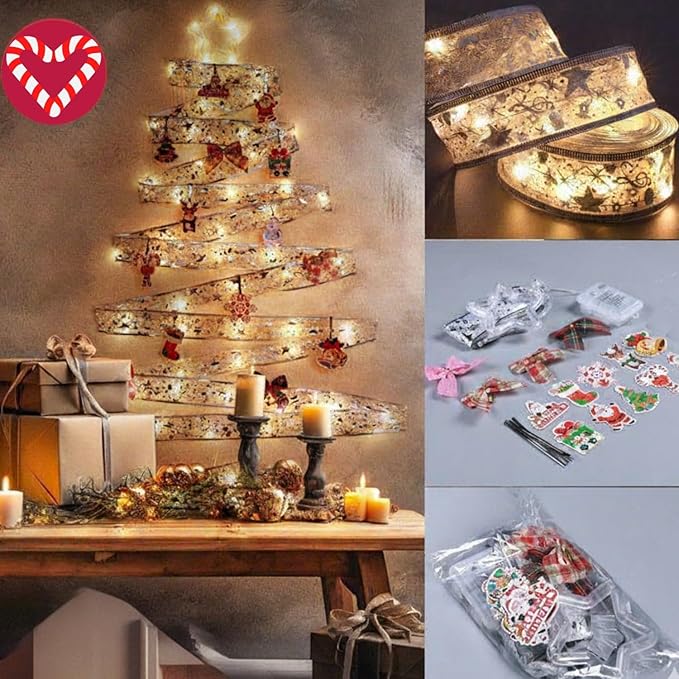 Christmas Decor Ribbon with LED Lights