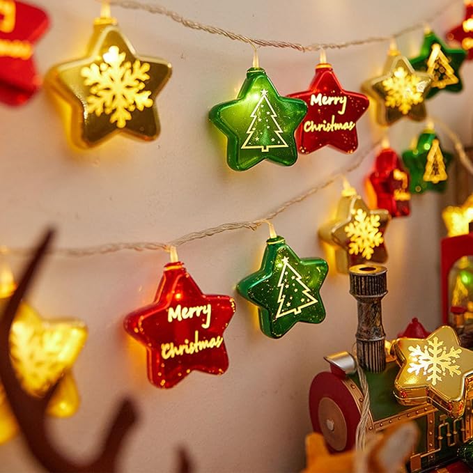 Colorful Christmas Ornament LED Star Lights