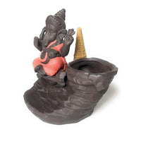 Lord Ganesha Incense Burner Smoke Waterfall Backflow Holder Ceramics Porcelain Ganesha Little Monk Smoke Fountain with 30 Incense Cones