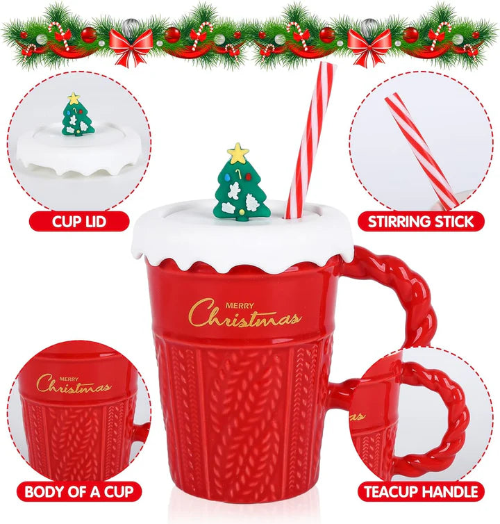 Merry Christmas Mug With Straw