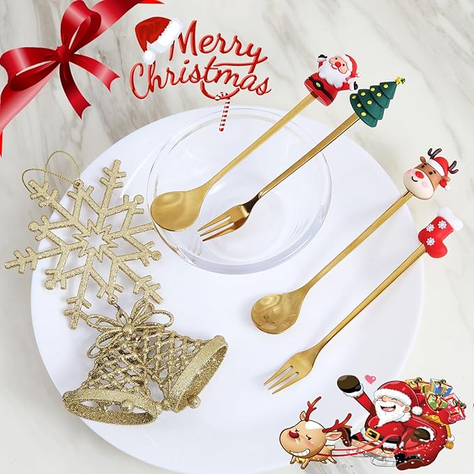Set of 4 Stainless Steel Christmas Spoon