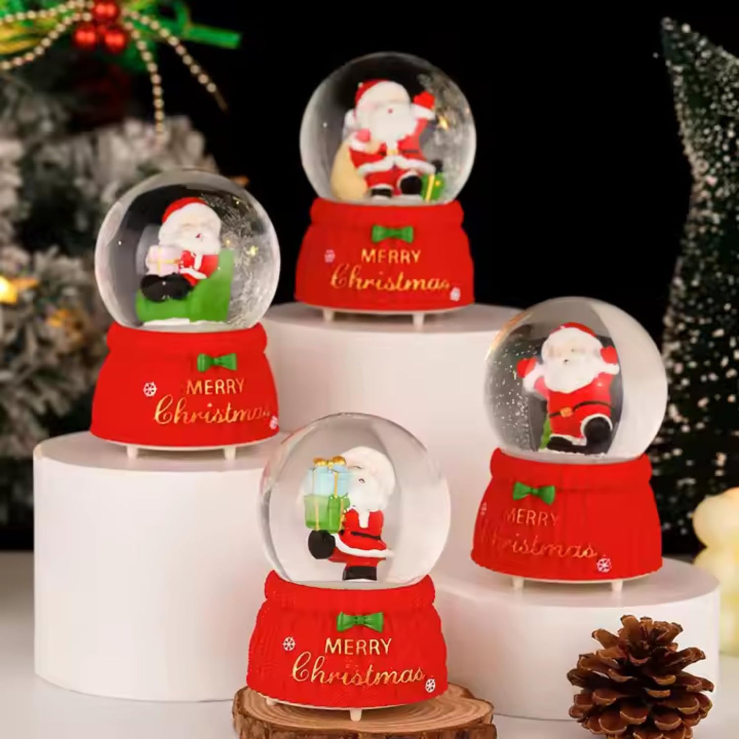 Adorable Santa Claus Christmas Snow Globes (Set of 4) | Festive Home Decor & Holiday Gift