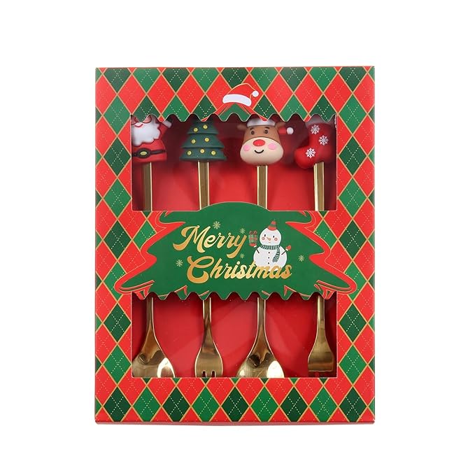 Set of 4 Stainless Steel Christmas Spoon