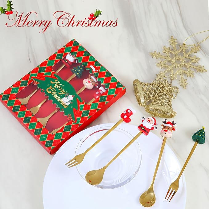 Set of 4 Stainless Steel Christmas Spoon