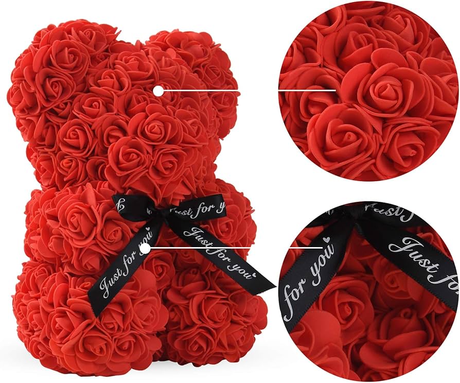 Rose Teddy Bear – Romantic Artificial Flower Bear Gift for Love & Special Moments
